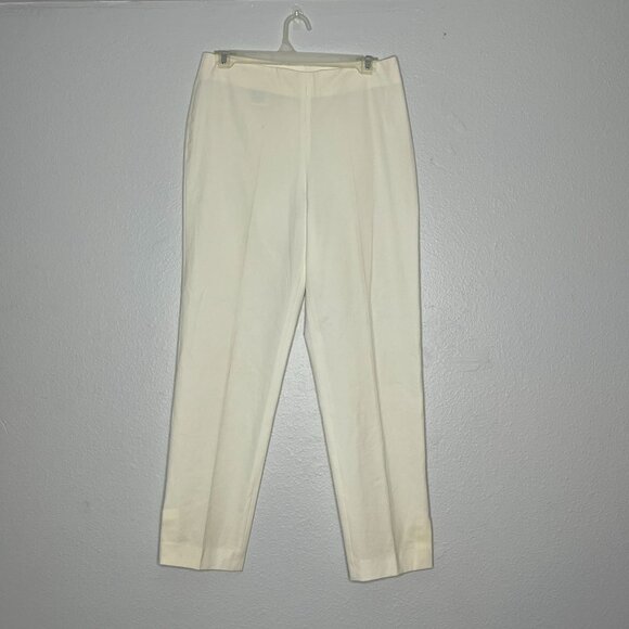 Gunnex Eggshell White Side Zip Skinny Ankle Pants COtton Blend Stretch Size 8 - Picture 2 of 9